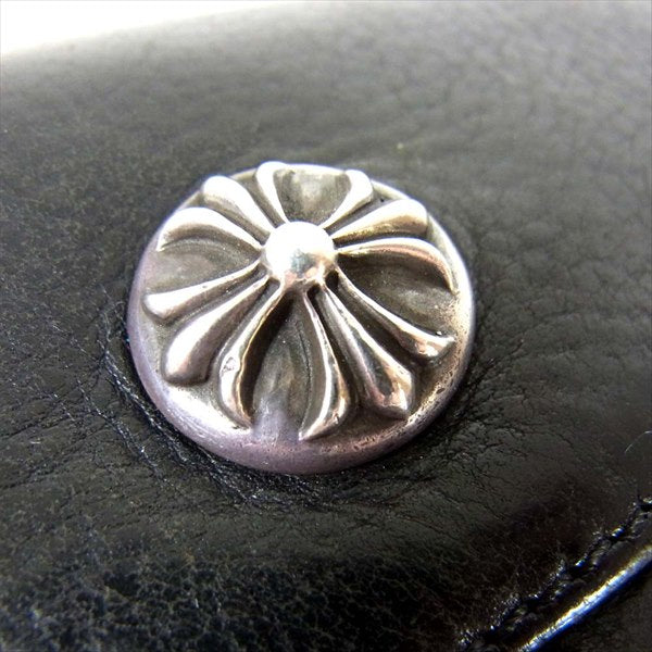 CHROME HEARTS クロムハーツ（原本無） WAVE WALLET ウェーブ クロスボタン レザー ウォレット 財布 ブラック系【中古】