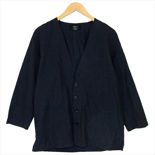 remilla レミーラ AD2017 テンセル混 コットン ダボシャツ 無地 日本製 カーディガン ネイビー系 L【中古】