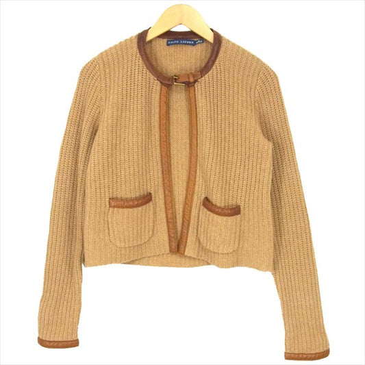 RALPH LAUREN ラルフローレン 国内正規品 0162894LSJK 牛革 レザー ベルト カーディガン レディース ニット ベージュ系 ベージュ系 M【中古】