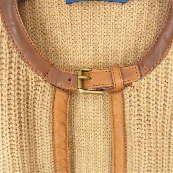 RALPH LAUREN ラルフローレン 国内正規品 0162894LSJK 牛革 レザー ベルト カーディガン レディース ニット ベージュ系 ベージュ系 M【中古】