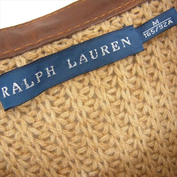 RALPH LAUREN ラルフローレン 国内正規品 0162894LSJK 牛革 レザー ベルト カーディガン レディース ニット ベージュ系 ベージュ系 M【中古】