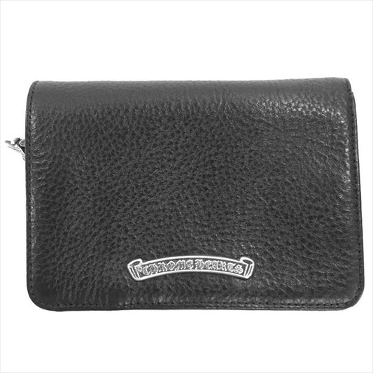 CHROME HEARTS クロムハーツ（原本有） 国内正規店原本付属 JOEY SCRLL LBL HVY WT ジョーイ 2つ折り レザー ウォレット 財布 ブラック系【美品】【中古】