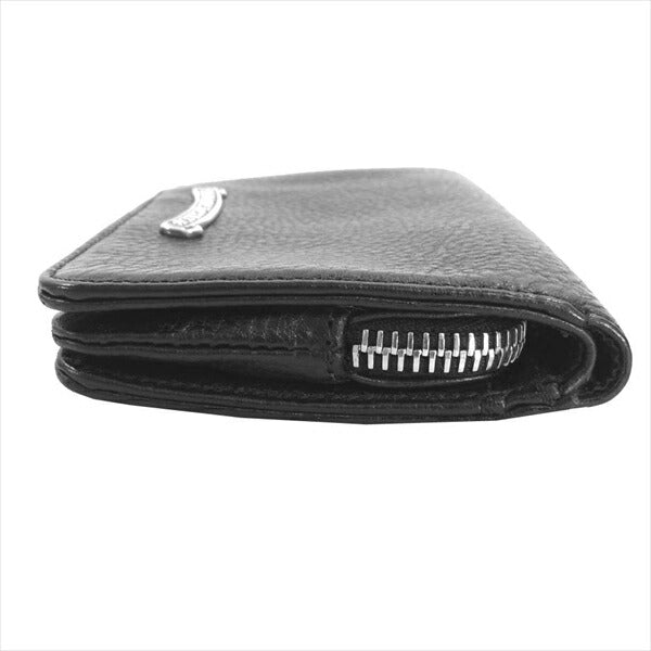CHROME HEARTS クロムハーツ（原本有） 国内正規店原本付属 JOEY SCRLL LBL HVY WT ジョーイ 2つ折り レザー ウォレット 財布 ブラック系【美品】【中古】