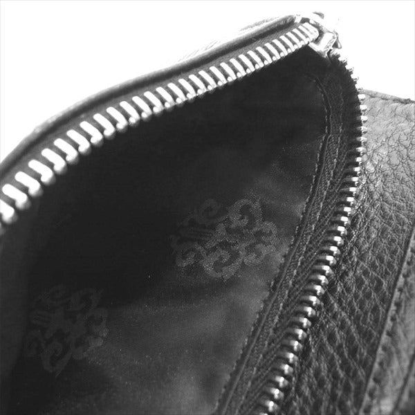 CHROME HEARTS クロムハーツ（原本有） 国内正規店原本付属 JOEY SCRLL LBL HVY WT ジョーイ 2つ折り レザー ウォレット 財布 ブラック系【美品】【中古】