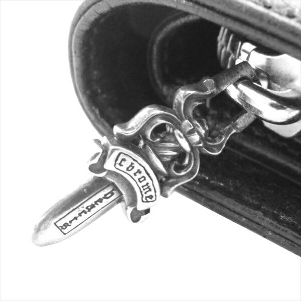 CHROME HEARTS クロムハーツ（原本有） 国内正規店原本付属 JOEY SCRLL LBL HVY WT ジョーイ 2つ折り レザー ウォレット 財布 ブラック系【美品】【中古】