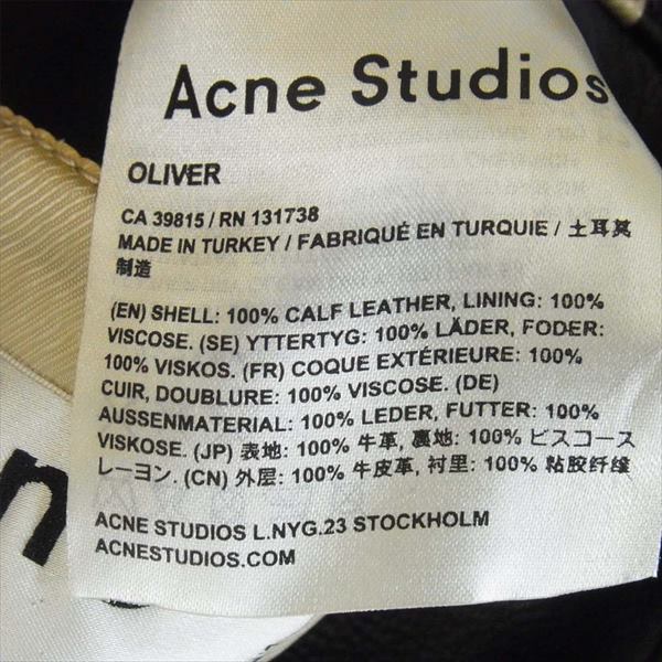 ACNE STUDIOS アクネストゥディオズ OLIVER シングル ライダースジャケット レザー ジャケット 黒系 44【美品】【中古】
