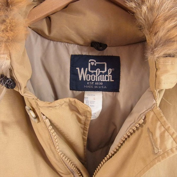 WOOLRICH ウールリッチ 80s USA製 60/40 クロス ARCTIC PARKA アークティック パーカー ダウン ジャケット ベージュ系 L【中古】