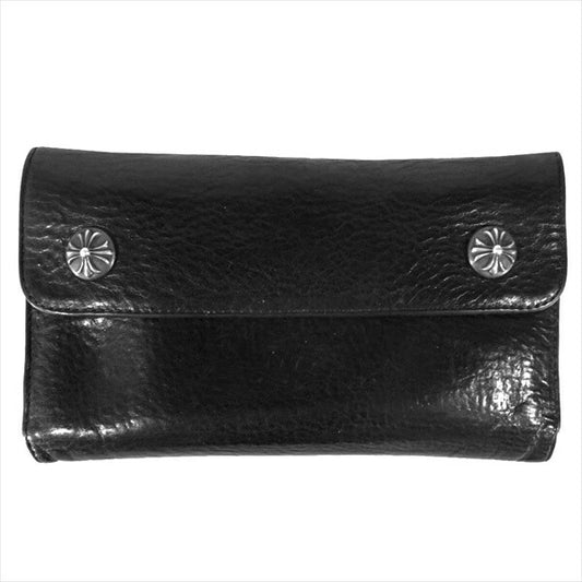 CHROME HEARTS クロムハーツ（原本無） WAVE WALLET クロスボール ウェーブ ウォレット レザーウォレット ブラック系【中古】