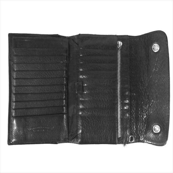 CHROME HEARTS クロムハーツ（原本無） WAVE WALLET クロスボール ウェーブ ウォレット レザーウォレット ブラック系【中古】