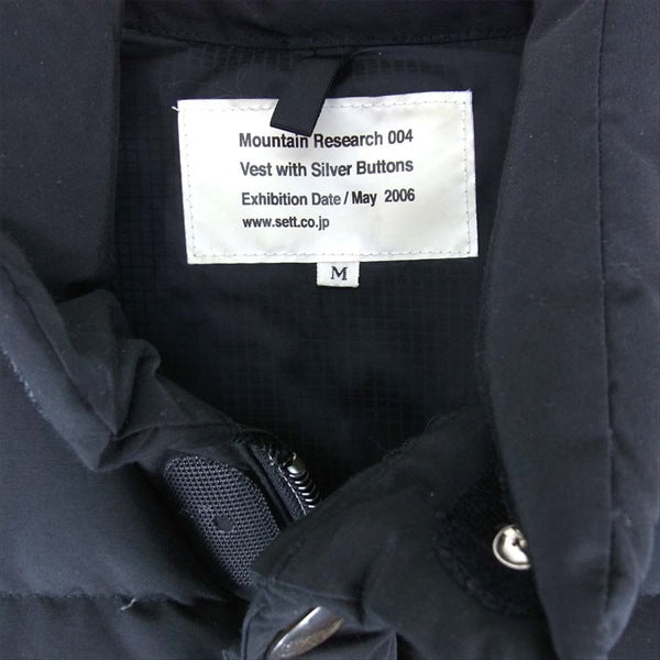 MOUNTAIN RESEARCH マウンテンリサーチ MTR-004 Vest with Silver Buttons コンチョボタン ナイロン ダウン ベスト ジレ ブラック系 M【中古】