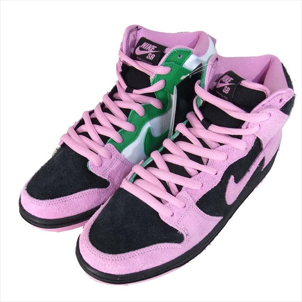 NIKE ナイキ CU7349-001 SB DUNK HIGH PRO PRM ダンク ハイ プロ プレミアム スニーカー BLACK/PINKRISE-LUCKYGREEN US9【新古品】【未使用】【中古】