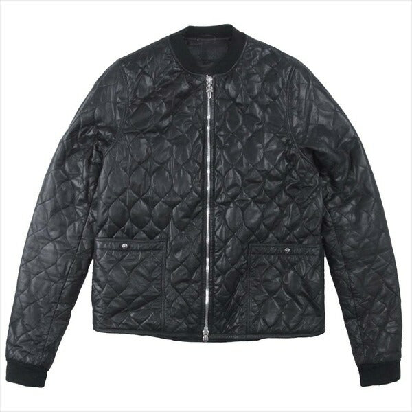 CHROME HEARTS クロムハーツ（原本無） ダガー クロスボール ジップ リブカシミヤ シルク裏地 キルティング レザー ジャケット ブラック系 XL【中古】