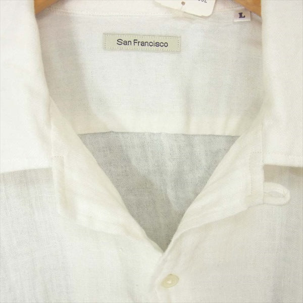 SAN FRANCISCO サンフランシスコ CL W Gauze Open Collar Shirt オープン カラー 長袖シャツ 白系 L【新古品】【未使用】【中古】