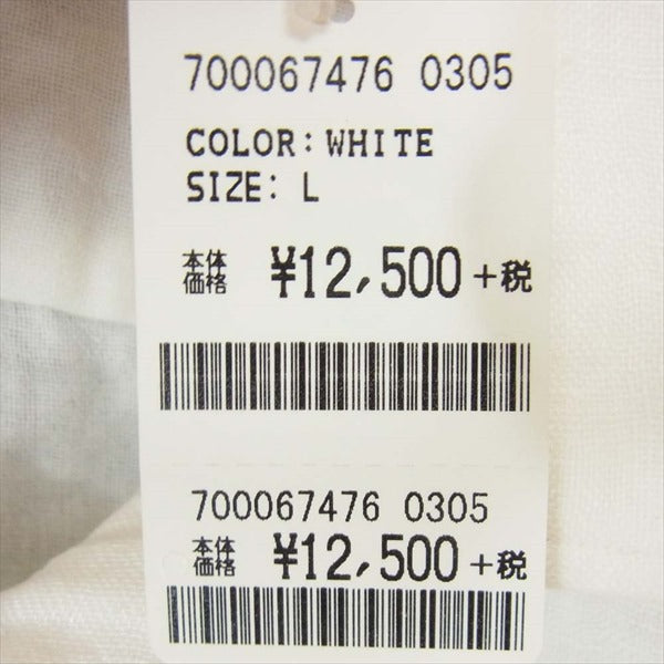 SAN FRANCISCO サンフランシスコ CL W Gauze Open Collar Shirt オープン カラー 長袖シャツ 白系 L【新古品】【未使用】【中古】