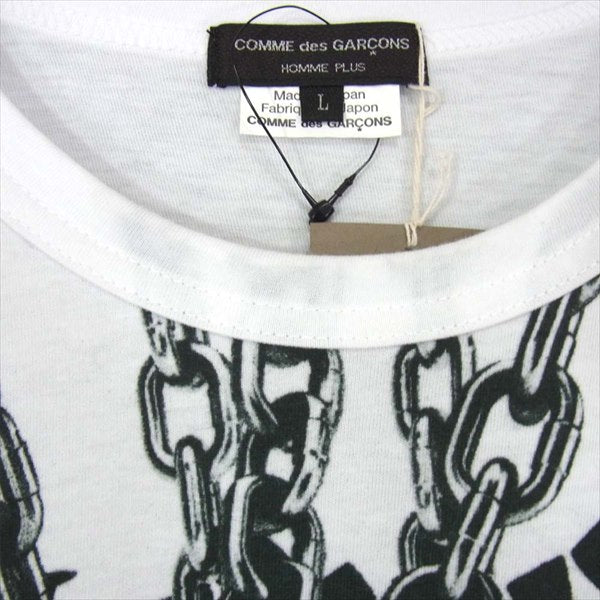 COMME des GARCONS HOMME PLUS コムデギャルソンオムプリュス PD-T059 19AW カリグラフィーアーティスト プリント Tシャツ 白系 L【新古品】【未使用】【中古】