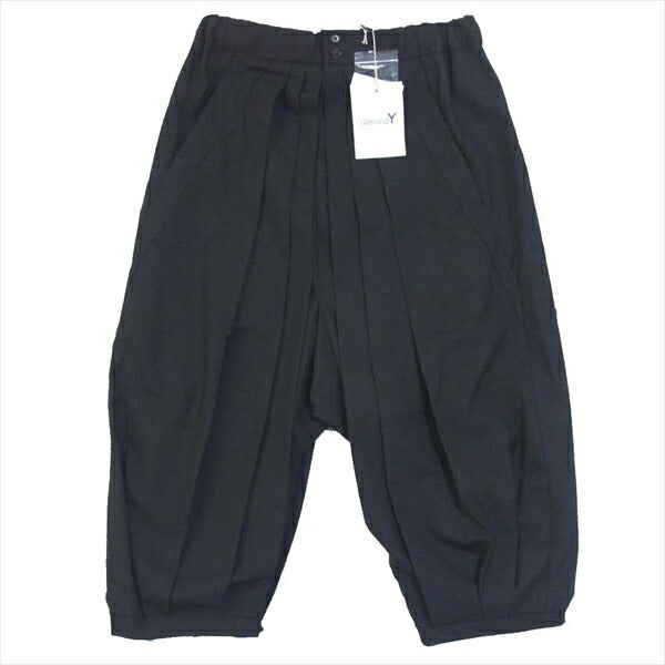 Yohji Yamamoto ヨウジヤマモト Ground Y グラウンドワイ GA-P11-100 T/W HAKAMA ギャバジン ハカマ パンツ 黒系 3【新古品】【未使用】【中古】