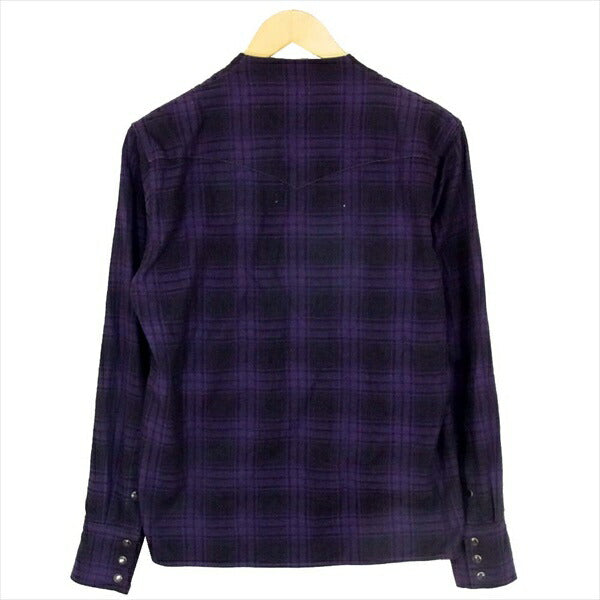 BED J.W. FORD ベッドフォード 15AW スタンドカラー ロングスリーブジップアップ チェック ウエスタン 長袖シャツ パープル系【中古】