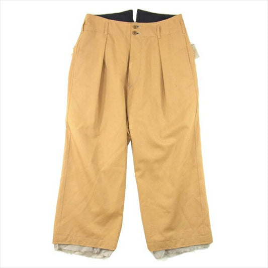 sulvam サルバム SI-P01-100 HIGH WAIST PANTS 切りっぱなし ハイウエスト パンツ ベージュ系 S【美品】【中古】