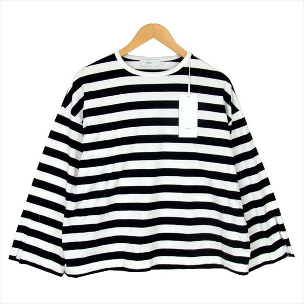 GRAPHPAPER グラフペーパー GL191-70092B Border L/S Slit Tee ボーダー ロングスリーブ スリット 長袖 Tシャツ カットソー 黒系【美品】【中古】