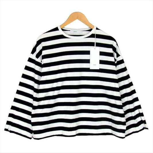 GRAPHPAPER グラフペーパー GL191-70092B Border L/S Slit Tee ボーダー ロングスリーブ スリット 長袖 Tシャツ カットソー 黒系【美品】【中古】