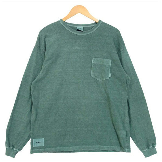 WTAPS ダブルタップス 191ATDT-CSM08 BLANK LS 02 長袖Tシャツ 胸ポケット Tシャツ グリーン系 M【中古】
