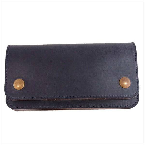 MADE IN GM JAPAN メイドインジーエムジャパン LONG WALLET レザー トラッカー ロング ウォレット ネイビー 財布 ネイビー系【新古品】【未使用】【中古】