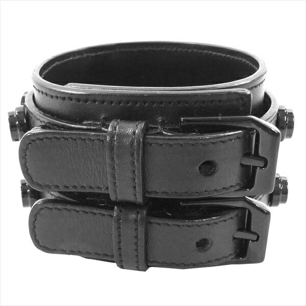 SAINT LAURENT サンローラン 314569 BORON レザー ブレスレット バングル ブラック系【中古】