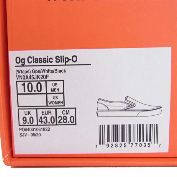 WTAPS ダブルタップス バンズ VANS VN0A45JK20F OG Classic Slip-On ロゴ クラシック ホワイト系 28cm【新古品】【未使用】【中古】