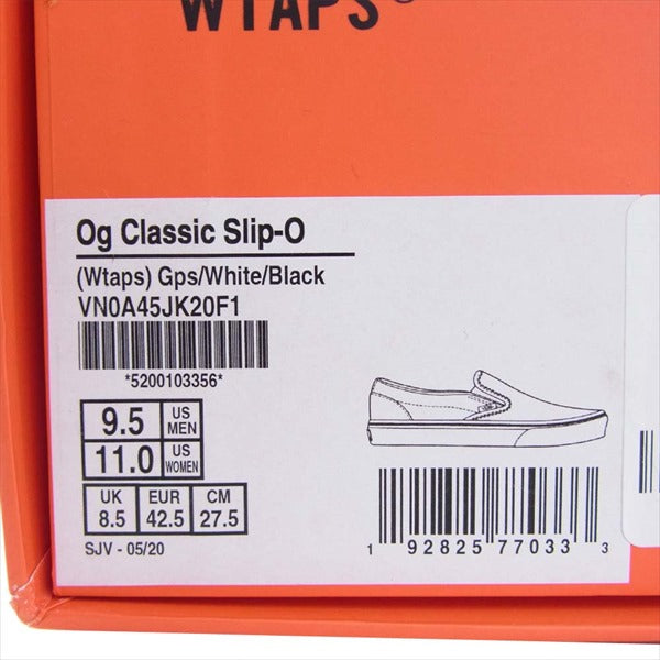 WTAPS ダブルタップス × VANS 201BWVND-FWM02S OG CLASSIC SLIP-ON クラシック スリッポン スニーカー ホワイト系 27.5cm【新古品】【未使用】【中古】