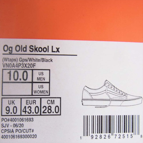 WTAPS ダブルタップス 201BWVND-FWM01S × VANS OG Old Skool LX オールドスクール スニーカー ホワイト系 28cm【新古品】【未使用】【中古】