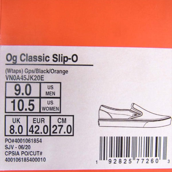 WTAPS ダブルタップス × VANS 201BWVND-FWM02S OG CLASSIC SLIP-ON クラシック スニーカー スリッポン 黒系 27cm【新古品】【未使用】【中古】