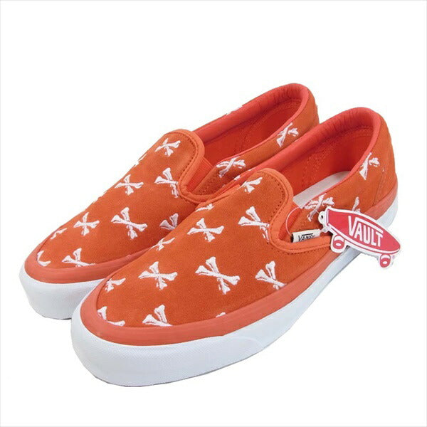 WTAPS ダブルタップス バンズヴォルト VANS VALT VN0A45JKK09 Og Classic Slip-On ボーン刺繍 クラシックスリッポン スニーカー オレンジ系 26cm【新古品】【未使用】【中古】