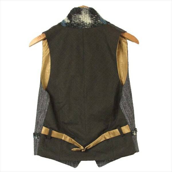 FranCisT_MOR.K.S. フランシストモークス  襟ウール 切替 スカルボタン ベスト ジレ グレー系 グレー系 1【美品】【中古】
