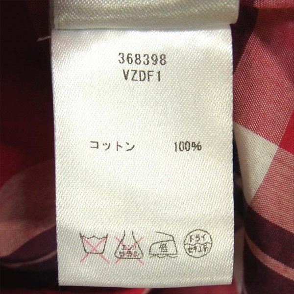 BOTTEGAVENETA ボッテガヴェネタ 国内正規品 36398-VZDF1 コットン ブリーチ チェック ボタンダウンシャツ レッド系 38/15【美品】【中古】