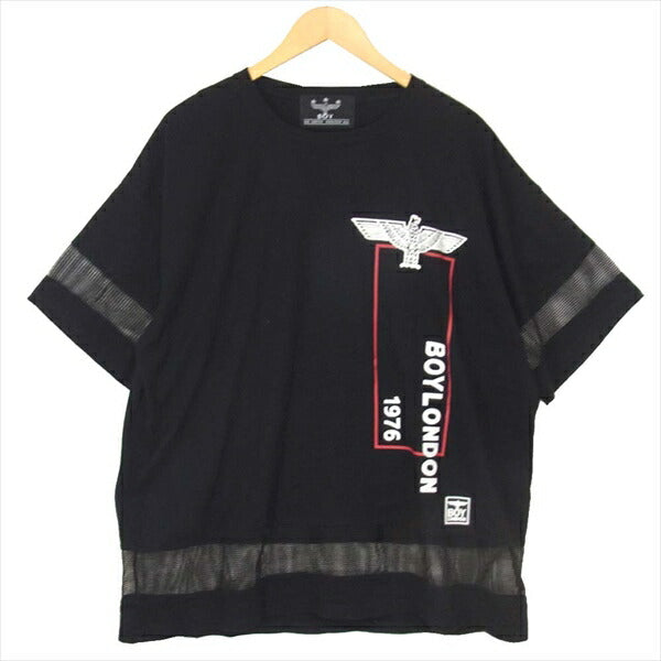 ボーイロンドン プリント メッシュ クルーネック Tシャツ ブラック系 ブラック系 サイズ表記無【中古】