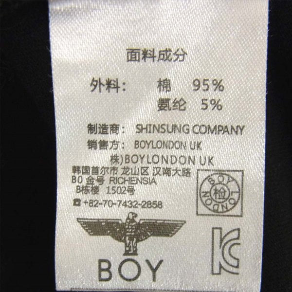 ボーイロンドン 76 バックプリント プリント 半袖 クルーネック Tシャツ 黒系 黒系 L【美品】【中古】
