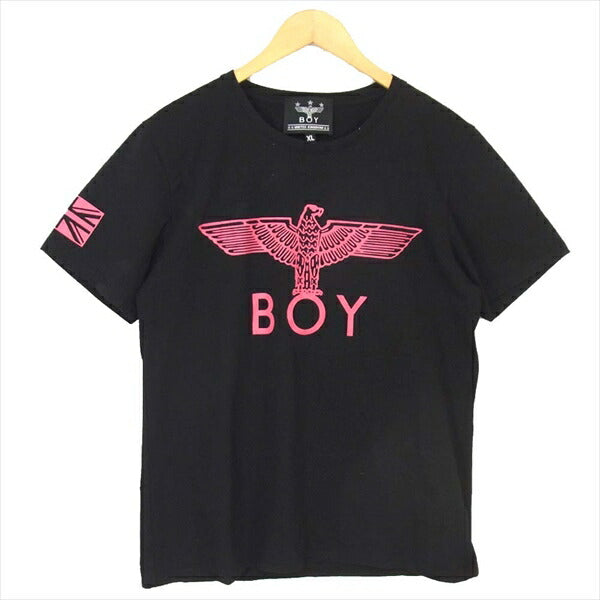 ボーイロンドン ロゴ シャイニー プリント 半袖 クルーネック Tシャツ ブラック系 ブラック系 XL【美品】【中古】