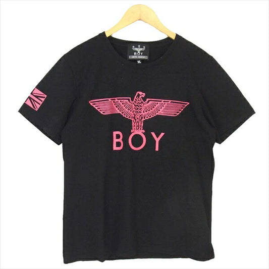 ボーイロンドン ロゴ シャイニー プリント 半袖 クルーネック Tシャツ ブラック系 ブラック系 XL【美品】【中古】