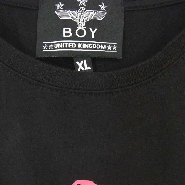 ボーイロンドン ロゴ シャイニー プリント 半袖 クルーネック Tシャツ ブラック系 ブラック系 XL【美品】【中古】
