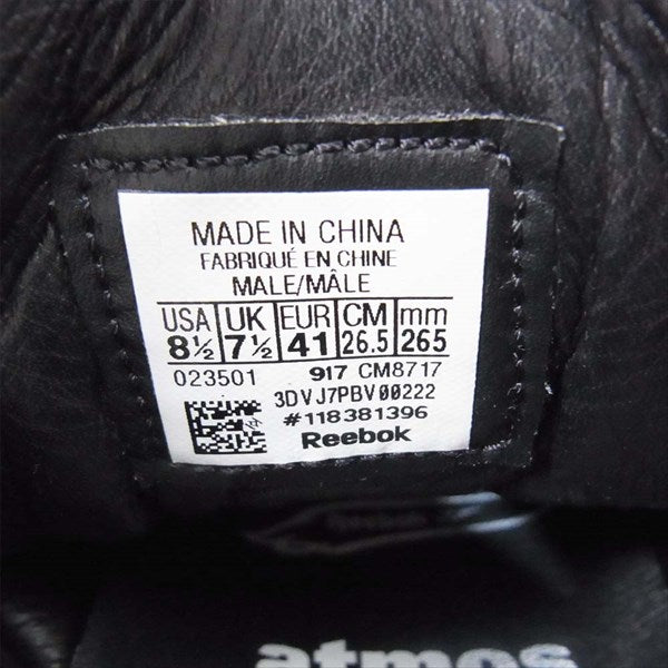 Reebok リーボック クラシック Classic アトモス Atomos バウンティハンター CM8717 インスタポンプフューリー サメル君 スニーカー ブラック系 26.5cm【中古】