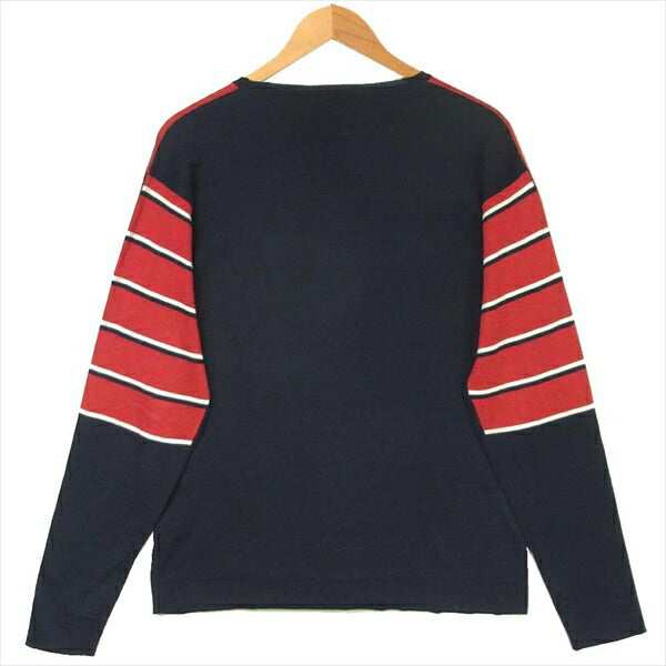 ROBERTO COLLINA ロベルトコリーナ イタリア製 コットン Tシャツ ネイビー系 × レッド系 ボーダー  ネイビー系 × レッド系 ボーダー 48【中古】