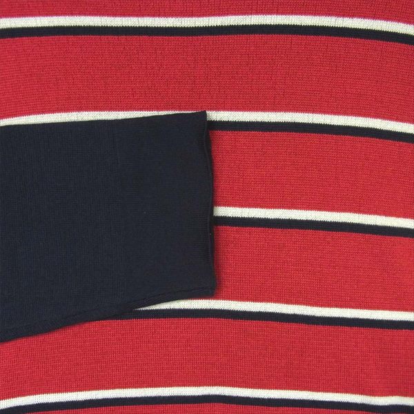 ROBERTO COLLINA ロベルトコリーナ イタリア製 コットン Tシャツ ネイビー系 × レッド系 ボーダー  ネイビー系 × レッド系 ボーダー 48【中古】