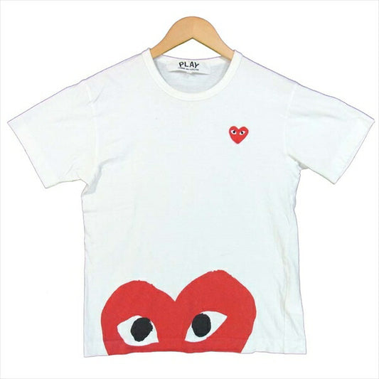 PLAY COMME des GARCONS プレイコムデギャルソン AZ-T034 AD2011 REDPLAY レッド プレイ ハート ロゴ刺? レディース Tシャツ 白系  白系 S【中古】