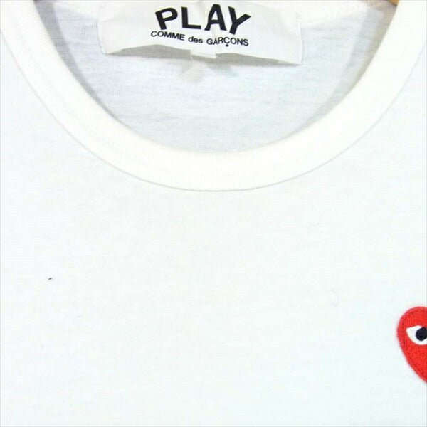 PLAY COMME des GARCONS プレイコムデギャルソン AZ-T034 AD2011 REDPLAY レッド プレイ ハート ロゴ刺? レディース Tシャツ 白系  白系 S【中古】