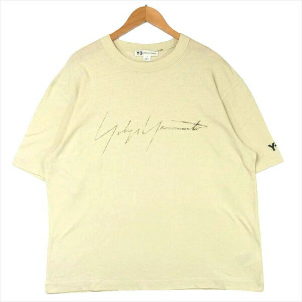 Yohji Yamamoto ヨウジヤマモト FQ4115 M DISTRESSED SIGNATURE SS TEE Tシャツ ベージュ系 L【中古】