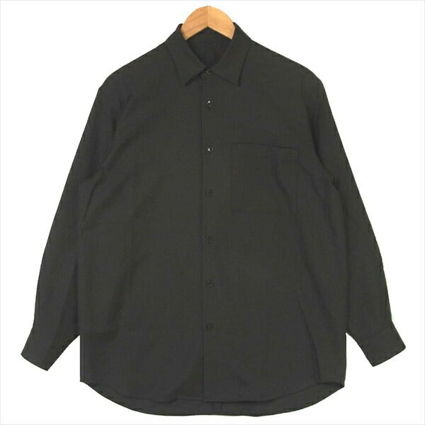 Adam et Rope' アダムエロペ GMG-00030-A × NIKKE 日本毛織 20SS レギュラーカラー ビッグシルエット 長袖シャツ ブラック系 S【美品】【中古】