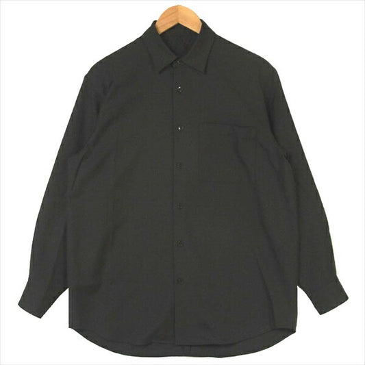 Adam et Rope' アダムエロペ GMG-00030-A × NIKKE 日本毛織 20SS レギュラーカラー ビッグシルエット 長袖シャツ ブラック系 S【美品】【中古】