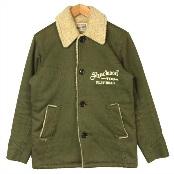 THE FLAT HEAD ザフラットヘッド LOT DBR-55 ランチ ジャケット カーキ(オリーブグリーン)系 36【中古】