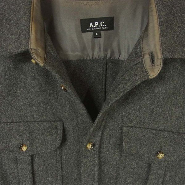 A.P.C. アーペーセー 1AWV003-H02044-12A ウール シャツ CPO ジャケット グレー系 L【中古】