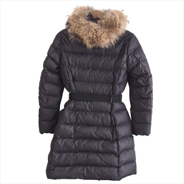 MONCLER モンクレール 国内正規品 NANTES ベルト ロング ダウン コート ダウン ジャケット 黒系 ０【中古】